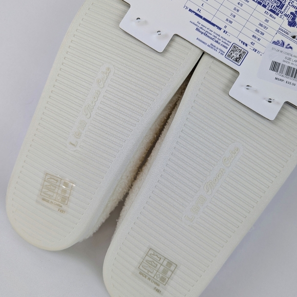 Slipper Umbrella Drink Coastal Social Club Embroider Slip On Ivory L (9/10) NWT - Picture 9 of 12